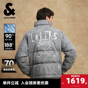 杰克琼斯奥特莱斯NBA联名湖人队男装冬季羽绒服立领运动风外套
