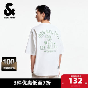 T恤凯尔特人队胶印图案舒适短袖 男装 杰克琼斯奥特莱斯NBA联名夏季