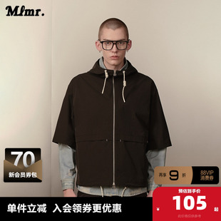 MLMR奥特莱斯夏季款巴恩风简约百搭抽绳连帽半袖夹克外套男女同款