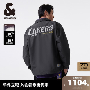 杰克琼斯outlets冬季 NBA联名湖人队翻领羽绒服外套按扣门襟男装