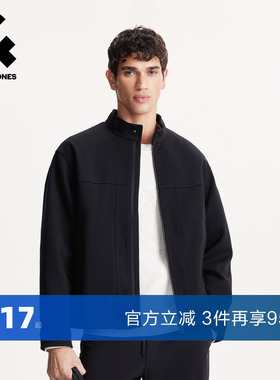 杰克琼斯男生春秋季舒适立领夹克2025年新款经典黑色百搭外套