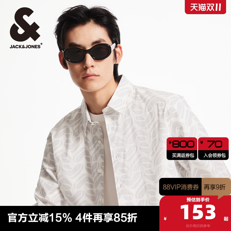 杰克琼斯长袖衬衫衣身图案满印