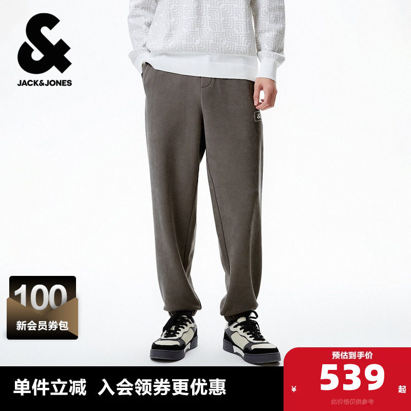 杰克琼斯男装春季新款卫裤运动舒适抽绳松紧腰头宽松束脚裤长裤子