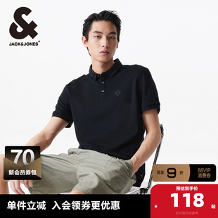杰克琼斯夏新款男士商务休闲通勤胸前刺绣装饰短袖POLO衫男款男装