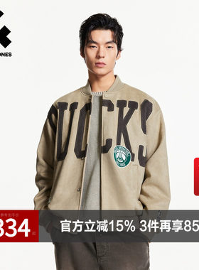 杰克琼斯奥特莱斯NBA联名雄鹿队男装羽绒服冬季刺绣棒球领上衣