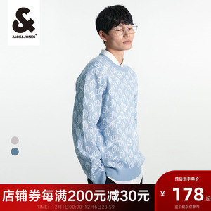 杰克琼斯奥特莱斯冬2022基础日常舒适百搭字母织花套头毛衣针织衫