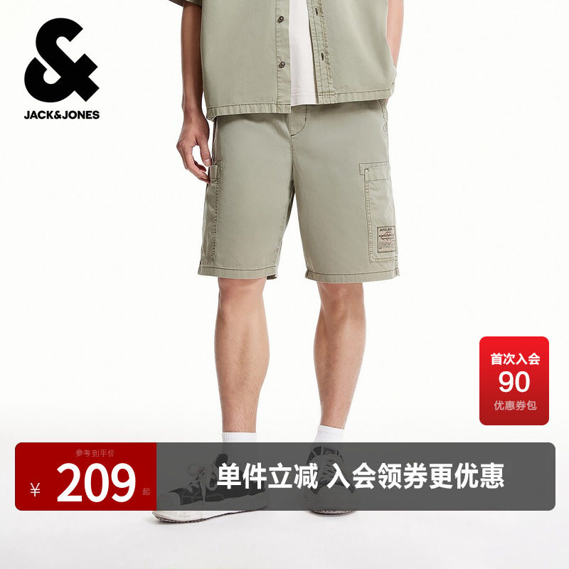 杰克琼斯奥特莱斯夏季男装牛仔短裤舒适潮时尚简约风高街纯棉裤子