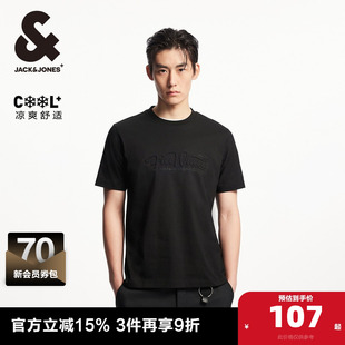 型罗纹圆领字母装 T恤男装 饰上衣男士 男款 短袖 杰克琼斯直筒版