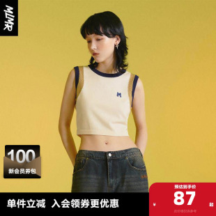 潮男装 MLMR24春夏新款 显瘦简约个性 撞色字母刺绣背心马甲短款 女装