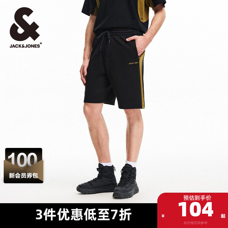 杰克琼斯outlets夏季舒适潮宽松立体感字母胶印休闲短裤男裤男