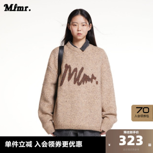 男装 男女同款 长袖 MLMR秋舒适复古风胸前混色提花图案毛衣针织衫