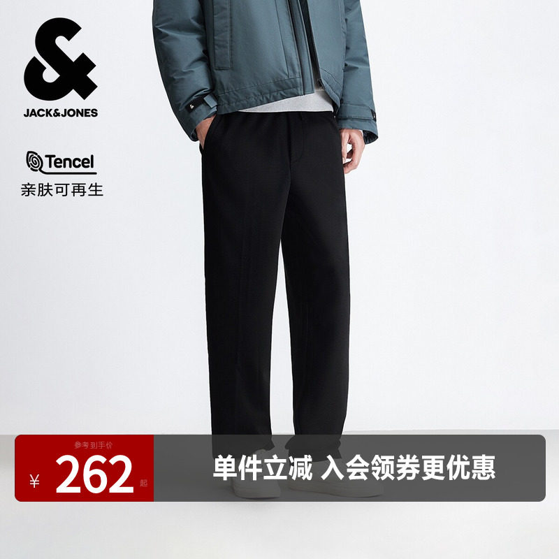 杰克琼斯秋冬季男装时尚百搭潮流宽松休闲裤长裤子刺绣设计感下装