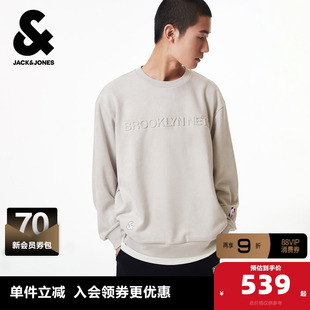 杰克琼斯春季NBA联名款篮网队百搭简约休闲字母圆领套头卫衣男装