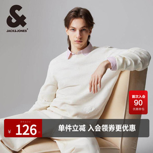 杰克琼斯春秋常规纯棉罗纹圆领基础毛衣舒适长袖毛针织衫男款男装