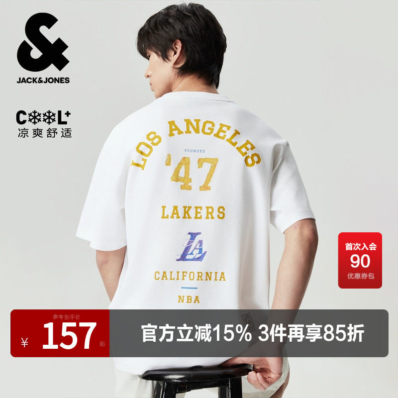 杰克琼斯湖人联名男短袖T恤透气