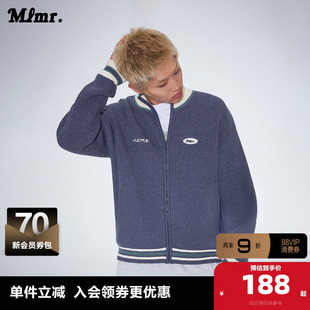 MLMR冬季新款复古风百搭撞色半高领含羊毛刺绣条纹针织衫男女