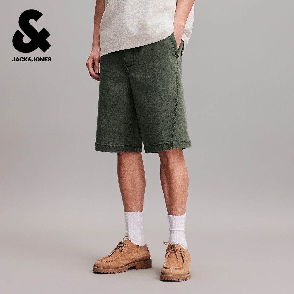 杰克琼斯奥莱男装短裤春季新款潮流休闲宽松松紧抽绳腰头舒适百搭