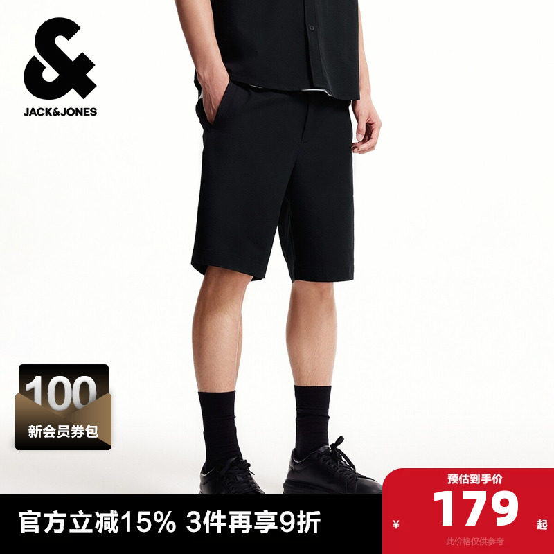 杰克琼斯杰克琼斯男装夏季新款短裤潮经典纯色抽绳腰宽松休闲裤子