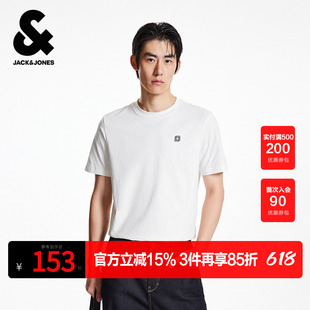 杰克琼斯夏季短袖T恤男装时尚百搭流行圆领立体几何图案常规