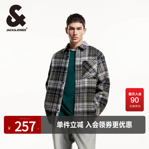 杰克琼斯复古纯棉格纹长袖衬衫