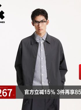 杰克琼斯男装夹克春秋略宽松时尚潮流翻领领口按扣门襟松紧抽绳款
