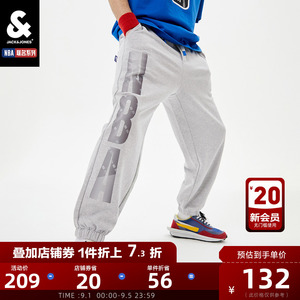 杰克琼斯奥特莱斯秋冬潮流男NBA联名大logo反光胶印装饰运动长裤