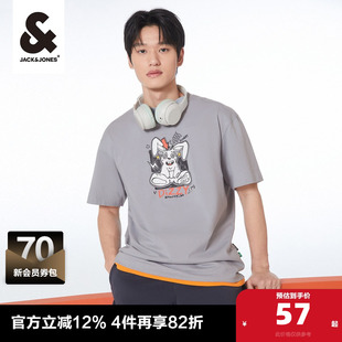 男装 T恤男款 宽松圆领字母图案印花衣服上衣 短袖 合辑杰克琼斯男士