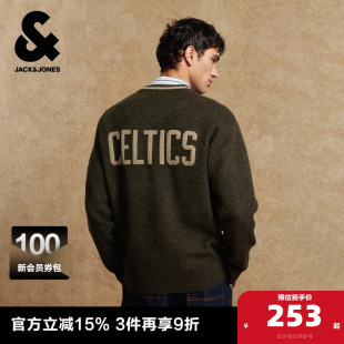 杰克琼斯NBA联名款 凯尔特人队2025宽松舒适百搭圆领春秋针织衫