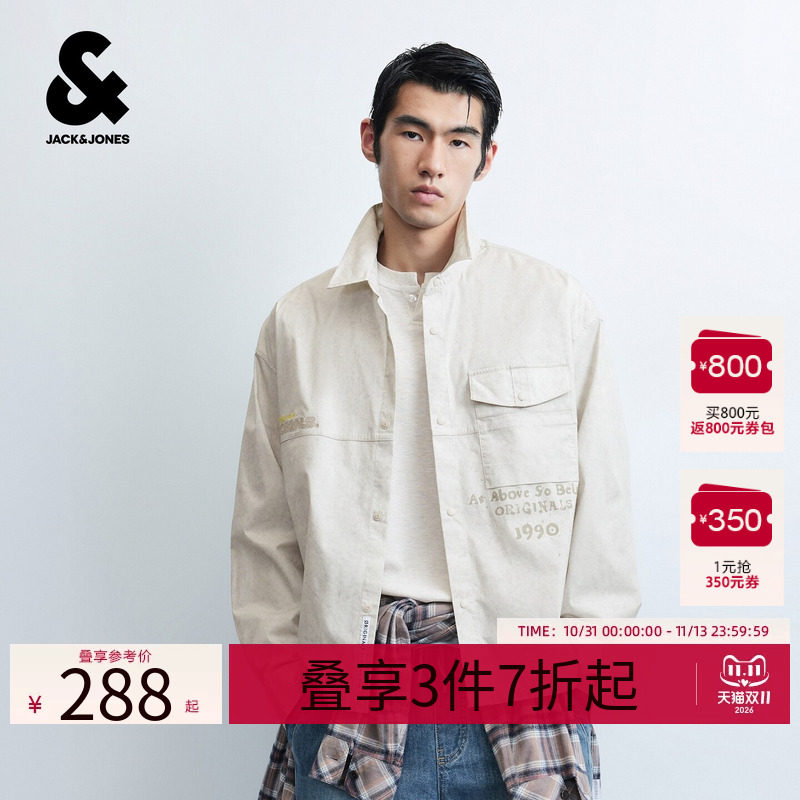 杰克琼斯男士宽松印花百搭衬衫