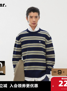 【上衣合集1】MLMR秋冬时尚复古条纹撞色刺绣潮卫衣针织衫男女