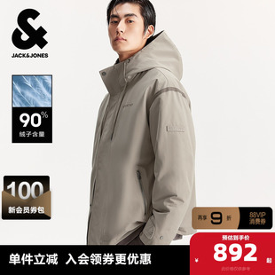 杰克琼斯男装冬季新款时尚印花常规款可拆卸内胆连帽羽绒服外套