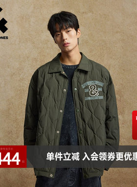 杰克琼斯奥特莱斯男生2025年冬季新款羽绒服翻领日常外套美式上衣