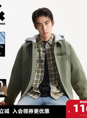 杰克琼斯男装秋冬时尚百搭潮流宽松羽绒服外套上衣字母装饰连帽衣