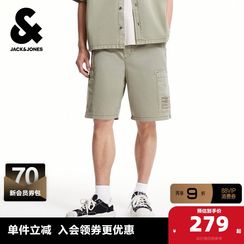 杰克琼斯奥特莱斯夏季男装牛仔短裤舒适潮时尚简约风高街纯棉裤子