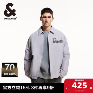 湖人队胶印日常宽松翻领棉服男装 杰克琼斯夹克外套春季 NBA联名款