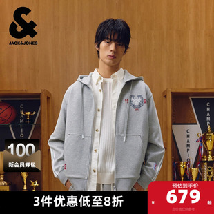 刺绣连帽开衫 外套上衣 卫衣春秋新款 杰克琼斯奥特莱斯NBA联名男装