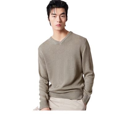 杰克琼斯圆领亚麻针织衫