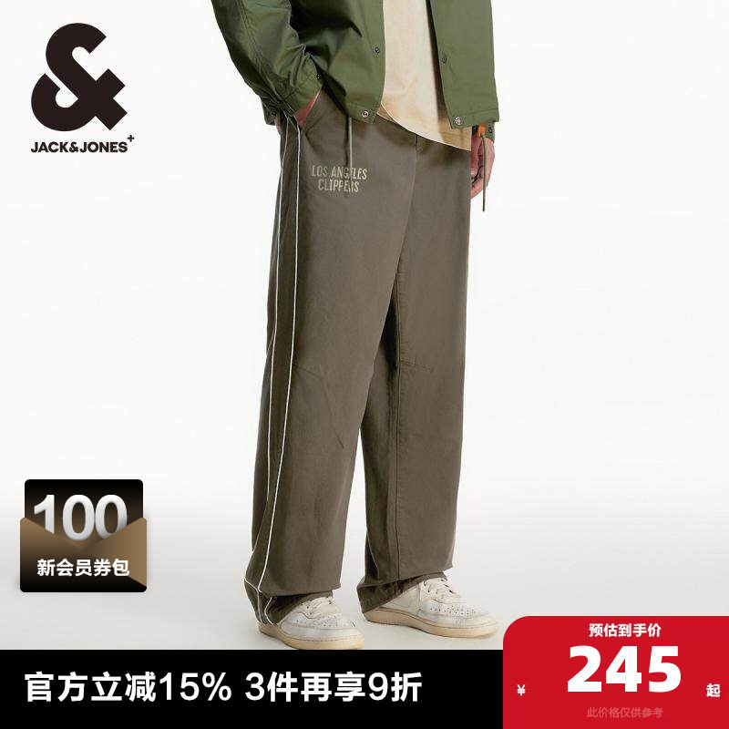 杰克琼斯NBA联名款春秋季快船队LOGO贴布日常休闲裤长裤男裤男