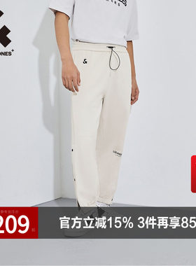 字母胶印抽绳腰束脚休闲裤紧