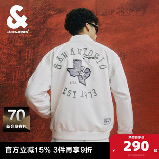 杰克琼斯男装夹克 外套春季NBA联名马刺队图案胶印棒球领男款