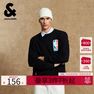 杰克琼斯春秋男装NBA联名圆领卫衣宽松日常休闲运动风长袖上衣