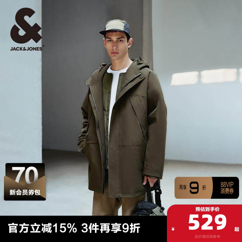 杰克琼斯男装夹克 外套春季抽绳连帽防风宽松特氟龙面料工装男,男装,夹克,淘宝优惠券,粉丝福利购,淘宝优惠卷