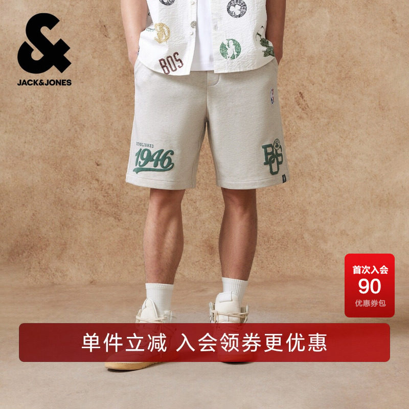 【纯棉】杰克琼斯奥特莱斯NBA联名夏季男装短裤宽松精致刺绣时尚