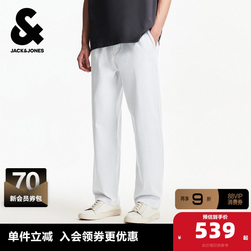 杰克琼斯男装秋季休闲裤宽松直筒时尚潮流松紧抽绳插袋款长裤裤子