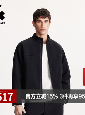 杰克琼斯男生春秋季舒适立领夹克2025年新款经典黑色百搭外套