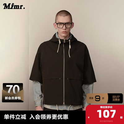 MLMR奥特莱斯夏季款巴恩风简约百搭抽绳连帽半袖夹克外套男女同款