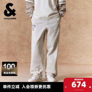 杰克琼斯男装 雄鹿队 春季 卫裤 子按扣开衩宽松 长裤 NBA联名款