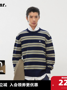 【上衣合集2】MLMR秋冬时尚复古条纹撞色刺绣潮卫衣针织衫男女