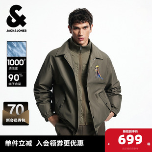杰克琼斯秋冬季 羽绒服外套上衣略宽松立领BSQ联名图案潮 节男装