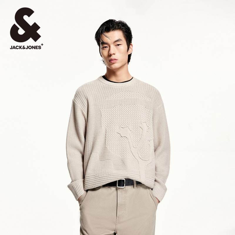 宽松立体图案男士毛衣针织衫男装